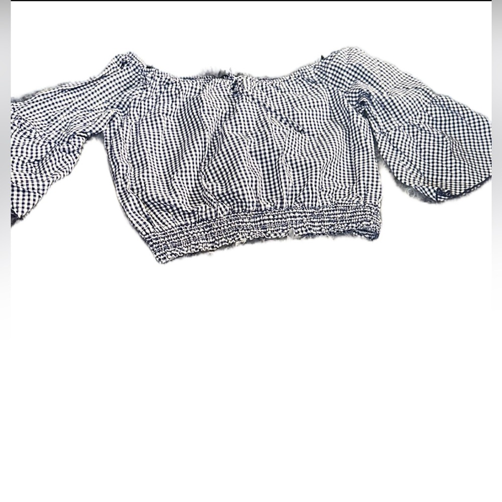 Black and White Gingham Off-Shoulder Top